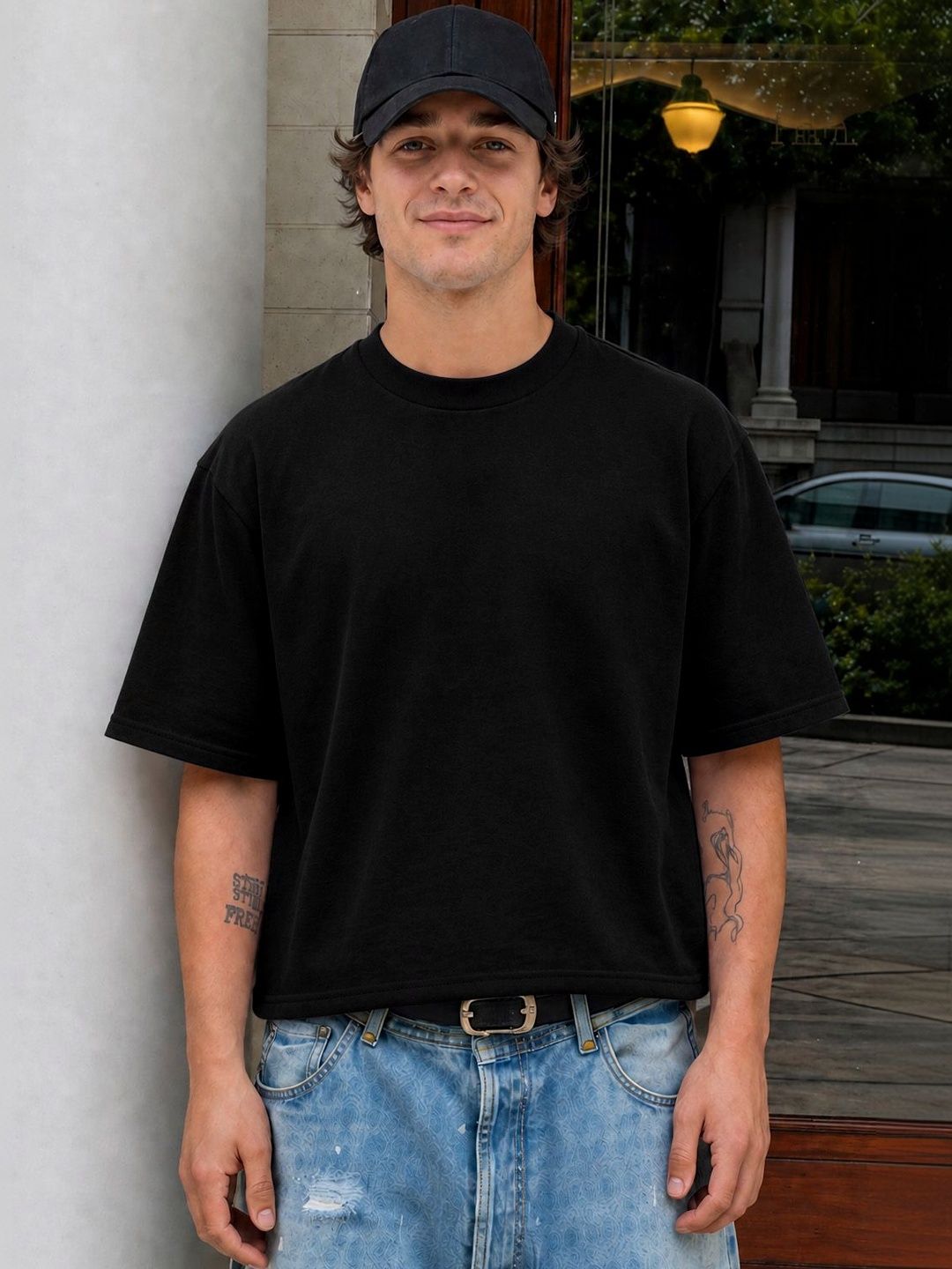 Moda Rapido Men Typography Printed Drop-Shoulder Sleeves Boxy T-shirt