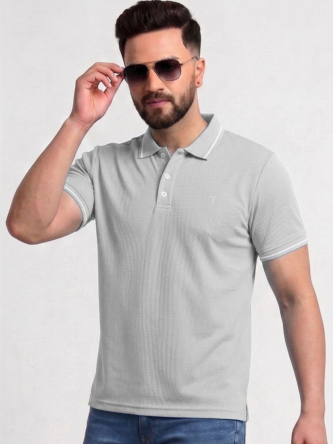 TB BLUE Men Polo Collar Slim Fit T-shirt