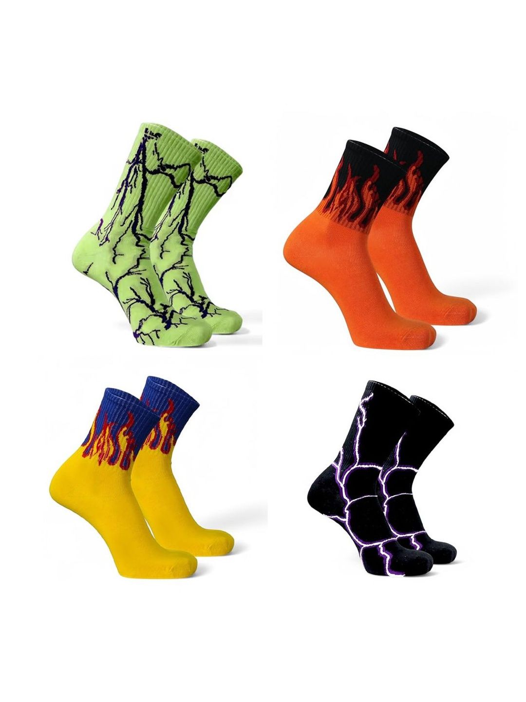 BEAR&BEYOND Men Pack of 4 Cotton Patterned Calf Length Socks