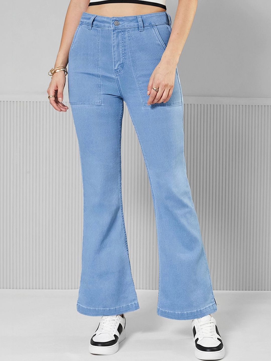 Mast & Harbour Women Bootcut High Rise Clean Look Regular Stretchable Denim Jeans