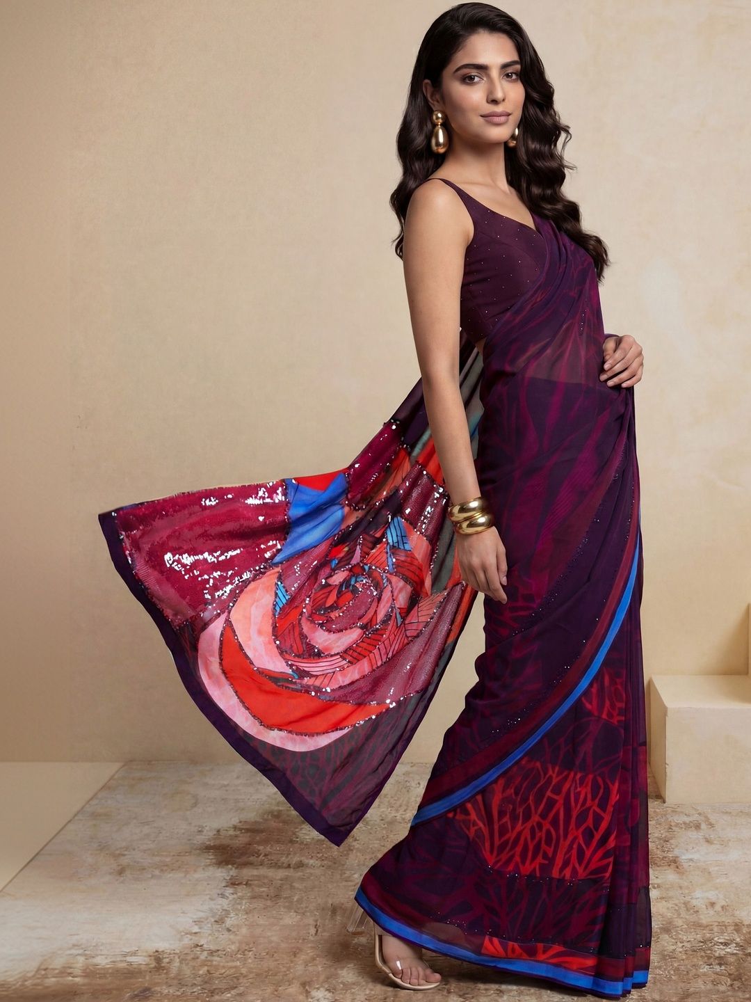 Satya Paul Satya Paul Sequinned Heavy Work Saree