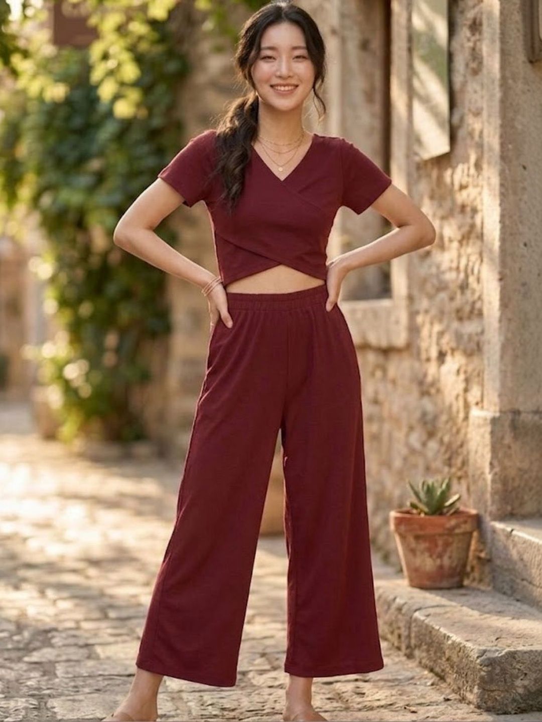 Pookiie Solid Top with Palazzos