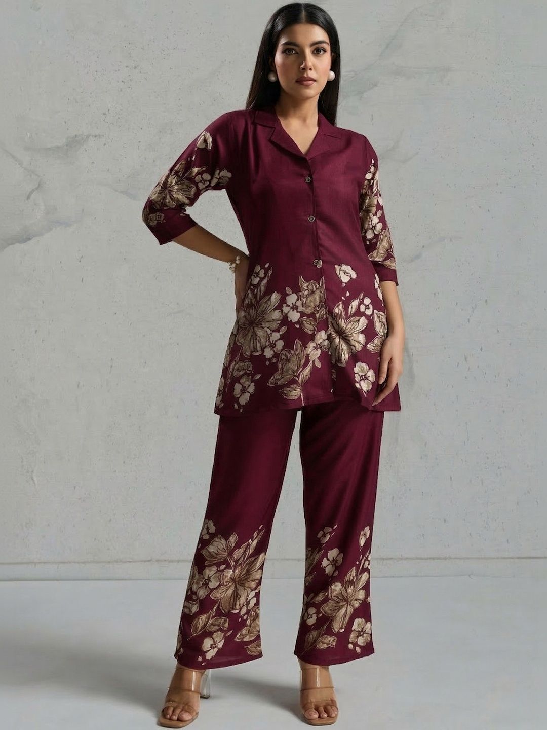HERE&NOW Floral Printed Tunic with Trousers