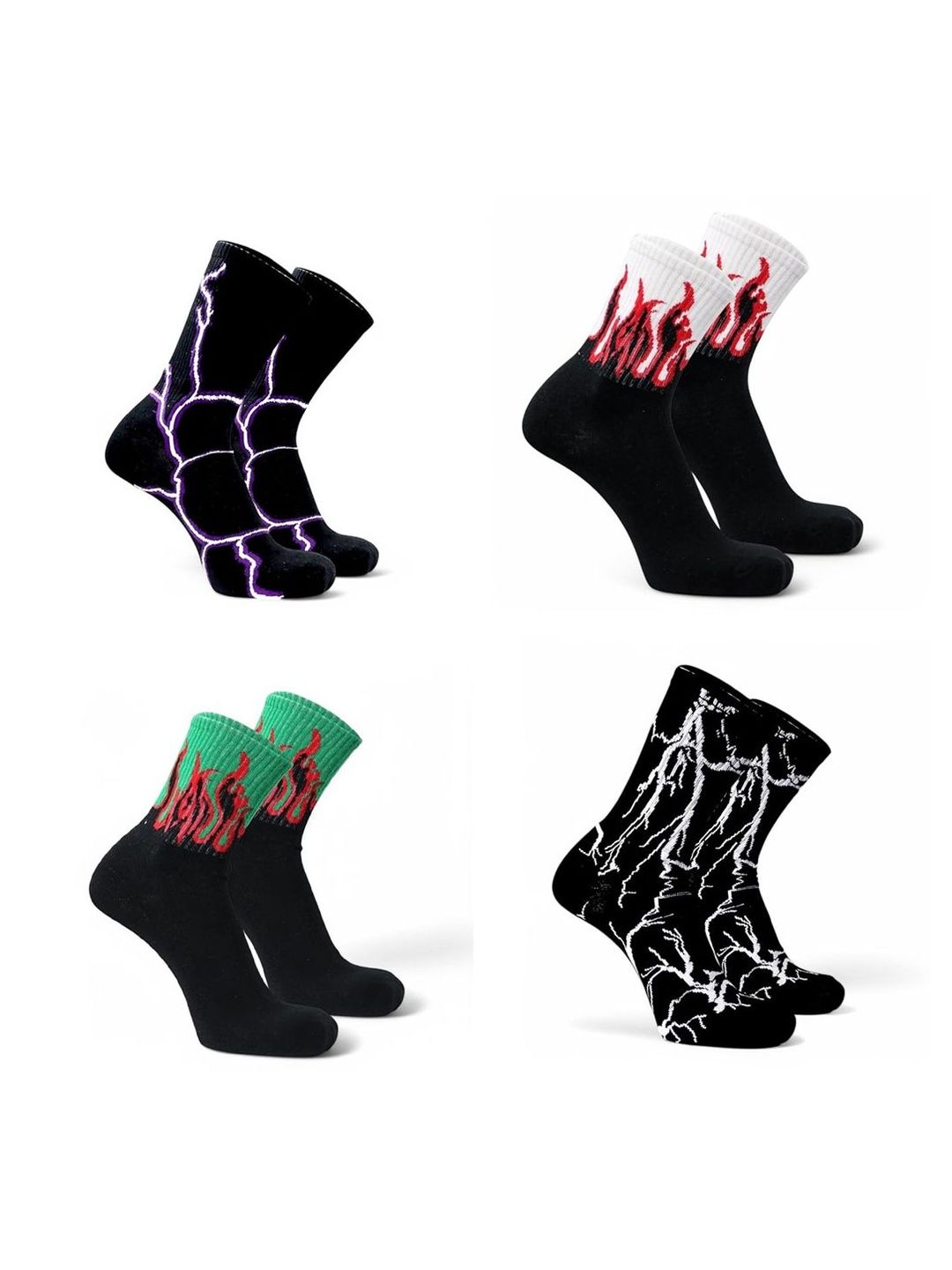 BEAR&BEYOND Men Pack of 4 Cotton Patterned Calf Length Socks