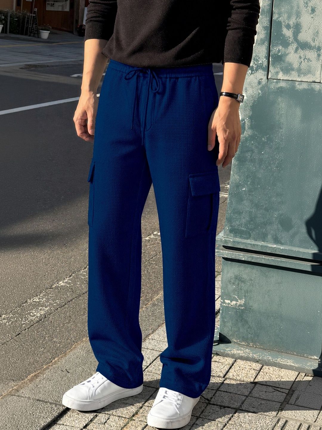 SZN Men Regular Fit Textured Cargos