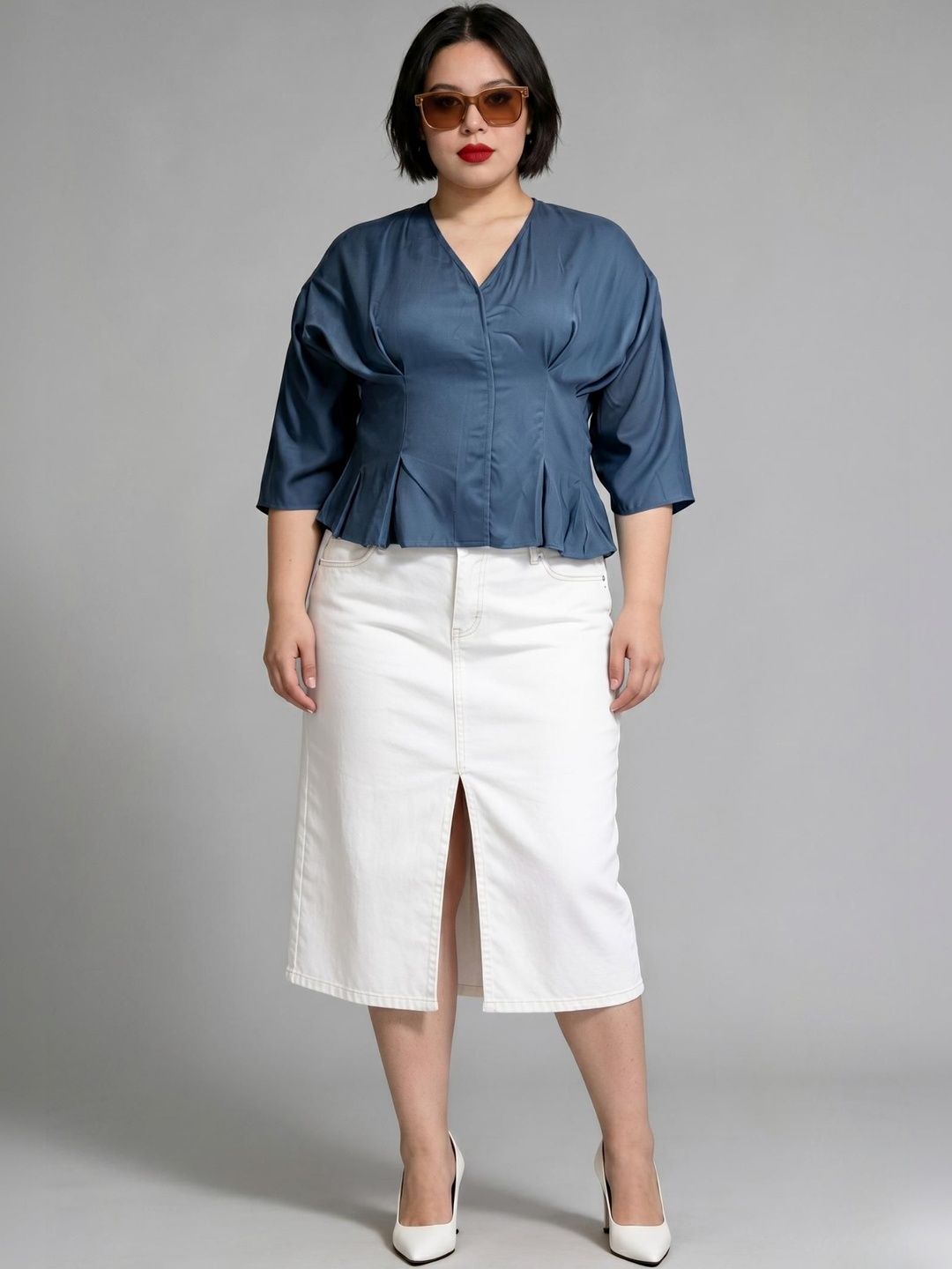 Mandarin Collar Top Virgio Women Mandarin Collar Plus Size Top