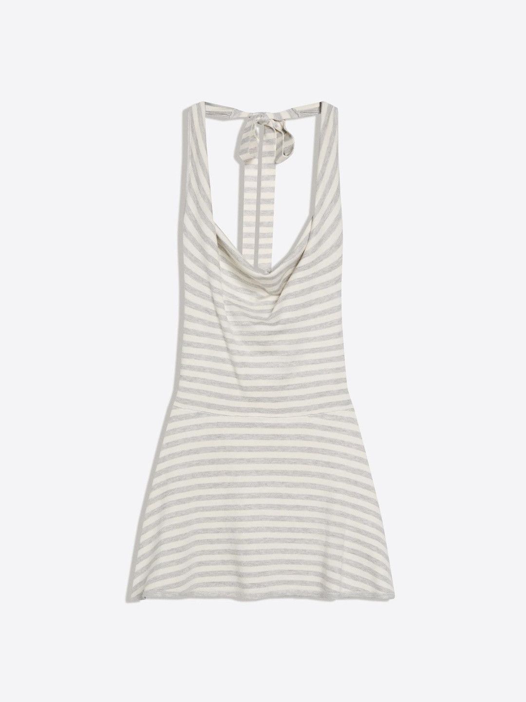Striped Cowl Neck Fit & Flare Mini Dress