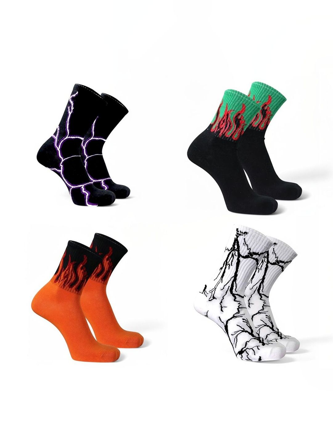 BEAR&BEYOND Men Pack of 4 Cotton Patterned Calf Length Socks