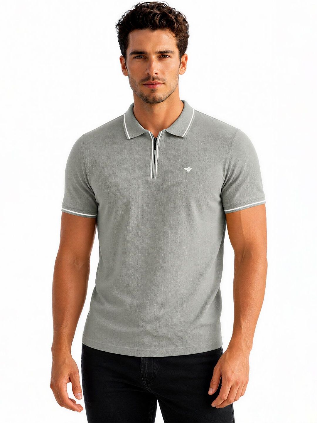 Status Quo Men Brand Logo Polo Collar T-shirt
