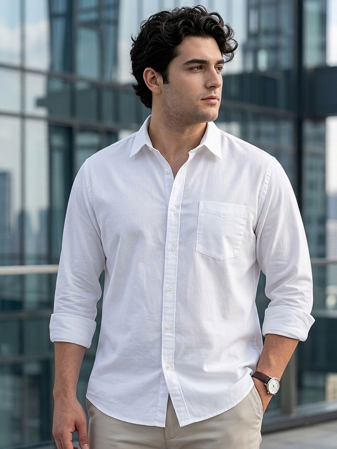 Urbano Fashion Men Cotton Full Sleeve Regular Fit Casual Solid Shirt