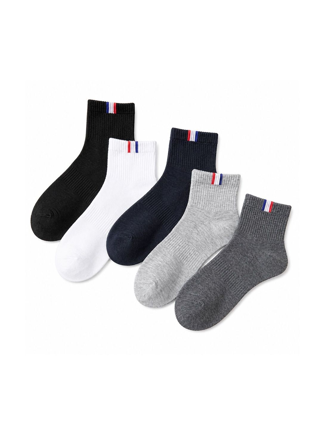 BEAR&BEYOND Men Pack of 5 Cotton Colourblocked Ankle Length Socks