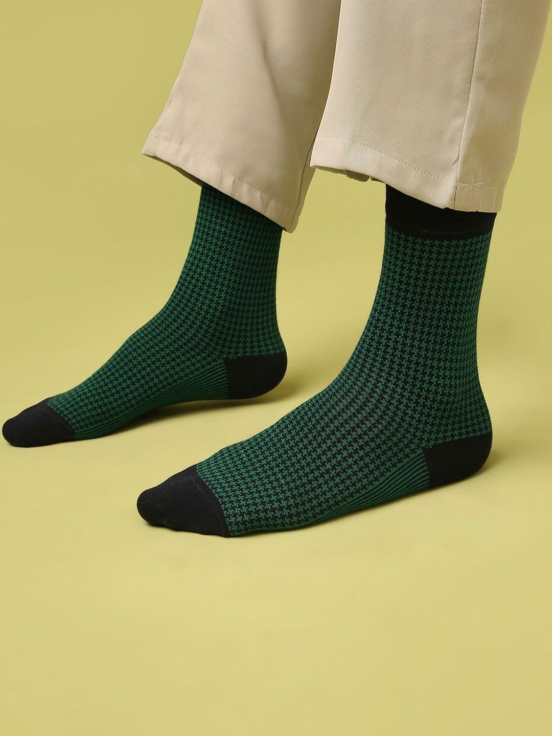 Mint & Oak Men Cotton Blend Patterned Calf Length Socks