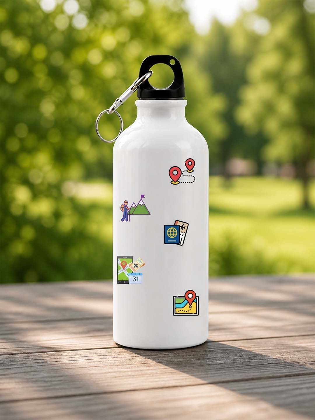 Giftii White & Black Single Aluminium Typography Water Bottle