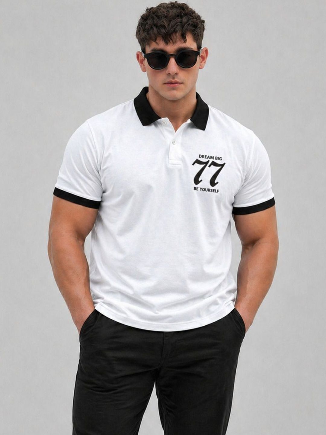 SCUBA Men Printed Polo Collar Pure Cotton T-shirt