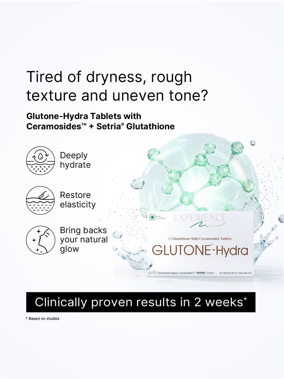 Buy GLUTONE Hydra L-Glutathione with Setria & Ceramosides Tablets - 30  Tablets - Skin Supplements for Unisex 31225093 | Myntra