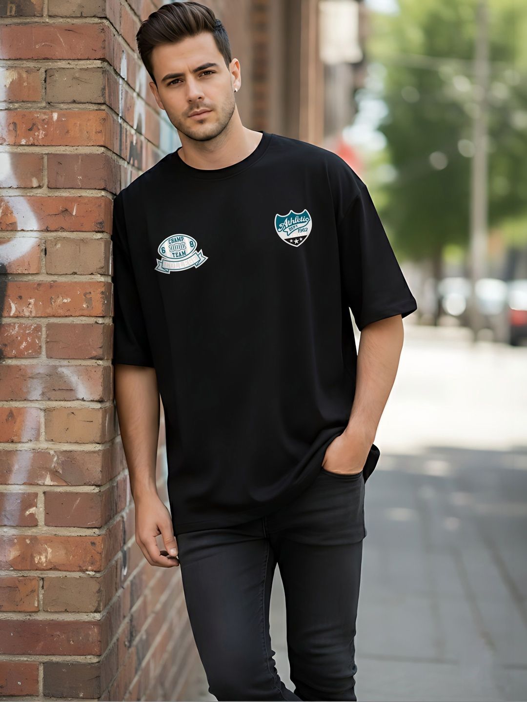 Kook N Keech Kook N Keech Men Sports Printed Drop-Shoulder Sleeves Applique T-shirt