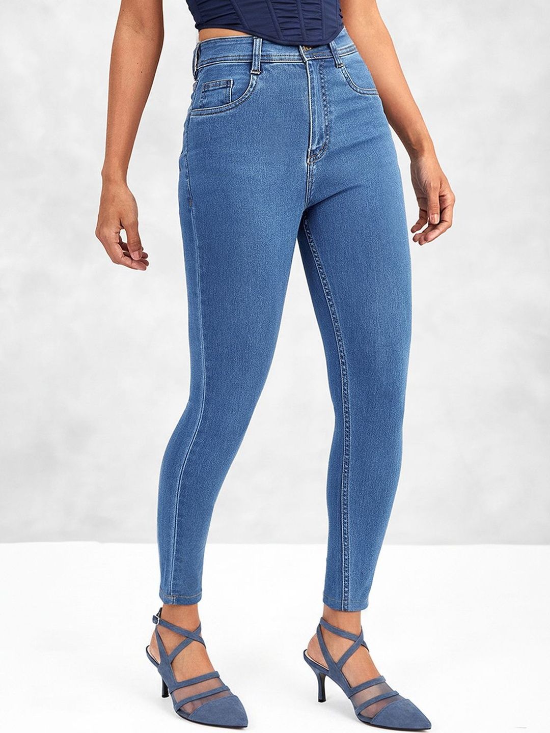 Mast & Harbour Women Skinny High-Rise Cropped Denim Jeans