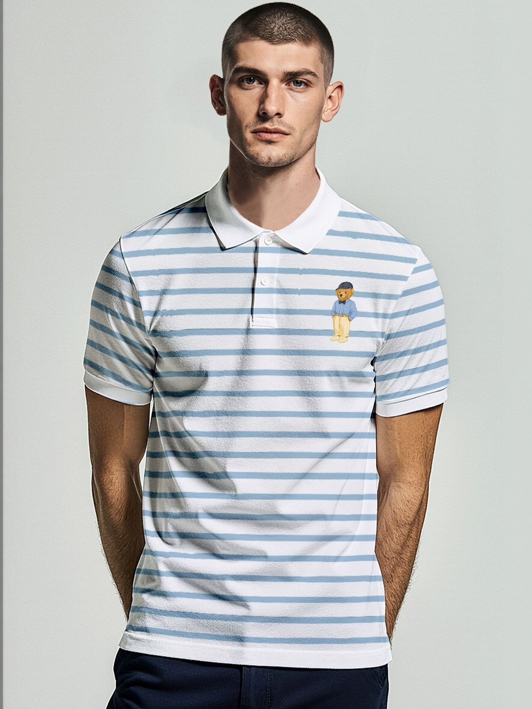 The Roadster Lifestyle Co Striped Cotton Polo Collar Half Sleeves T-Shirt