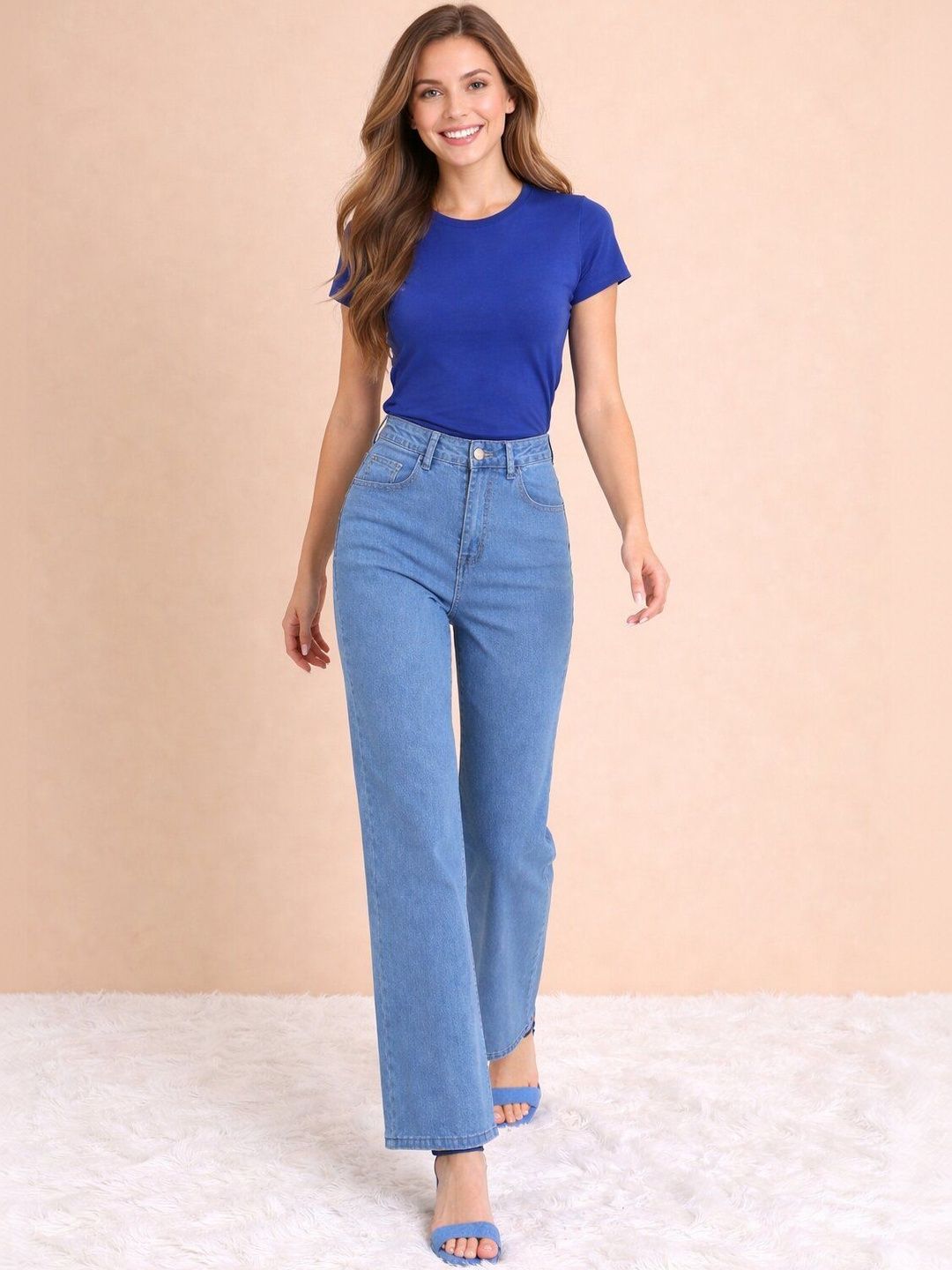 HERE&NOW Women Straight Fit High-Rise Stretchable Jeans