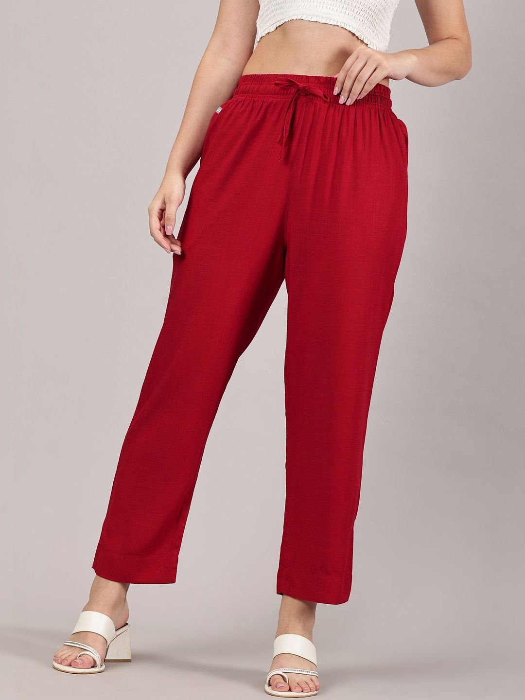 Sadda Fashion Women Relaxed Fit Mid Rise Trousers