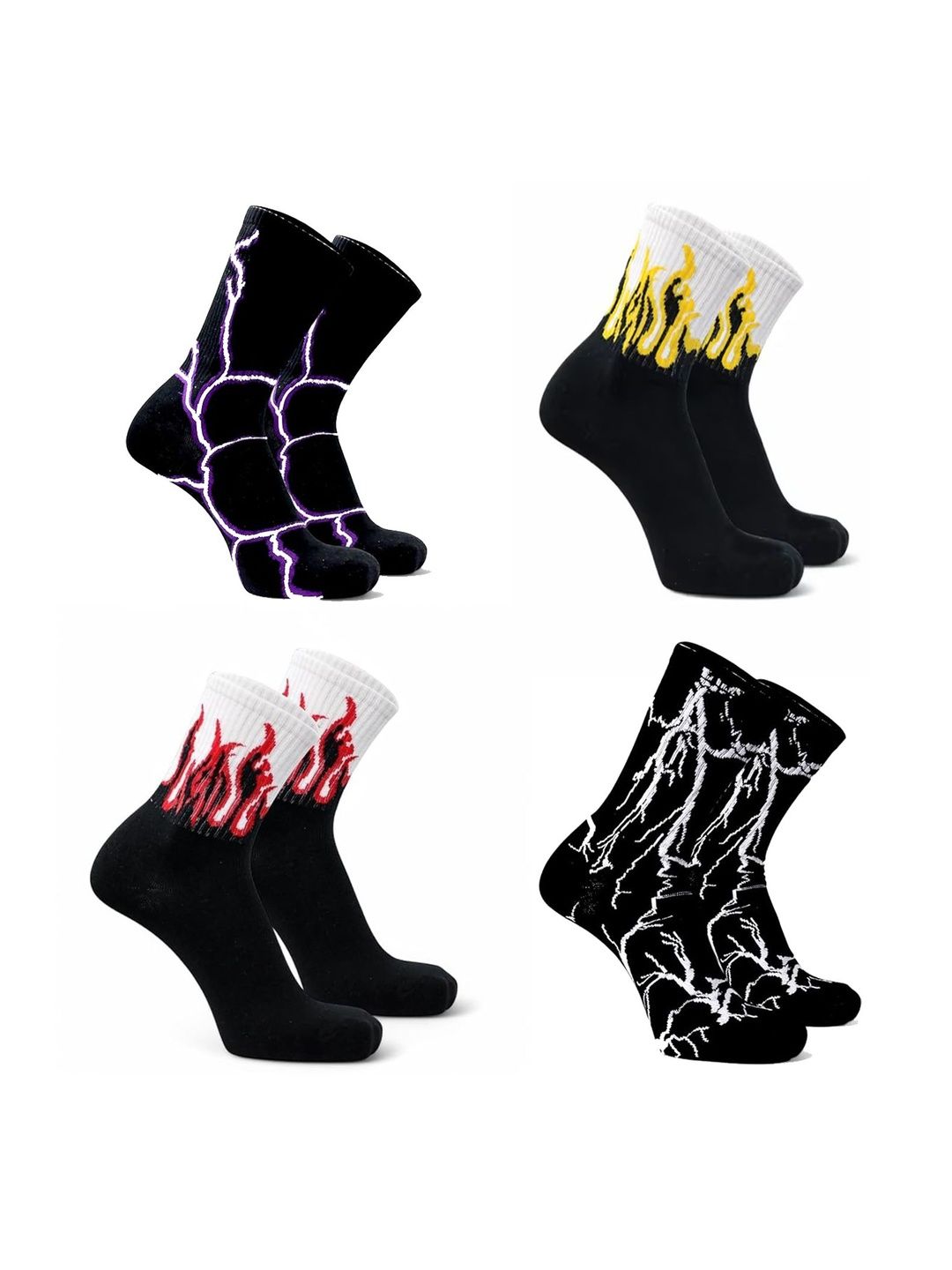 BEAR&BEYOND Men Pack of 4 Cotton Patterned Calf Length Socks
