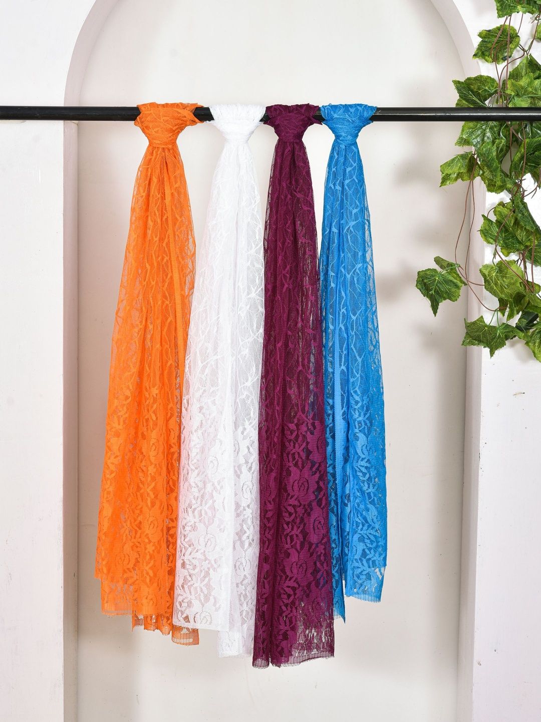 Kuhika Pack Of 4 Woven Design Dupatta
