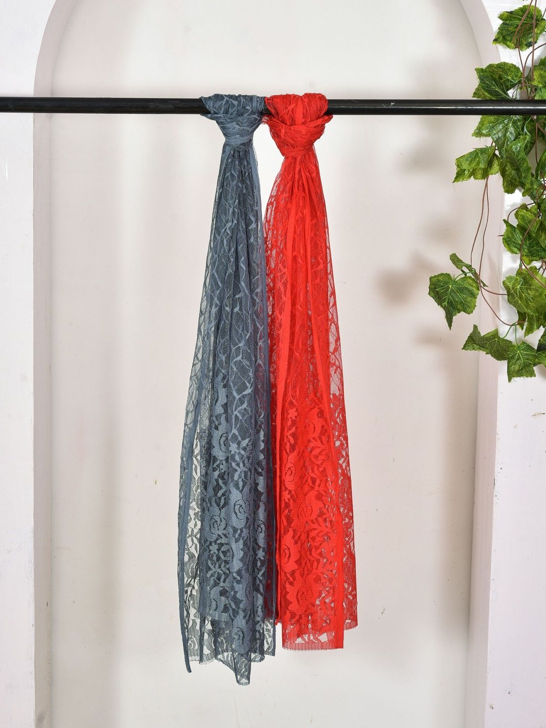 Kuhika Pack Of 2 Woven Design Dupatta