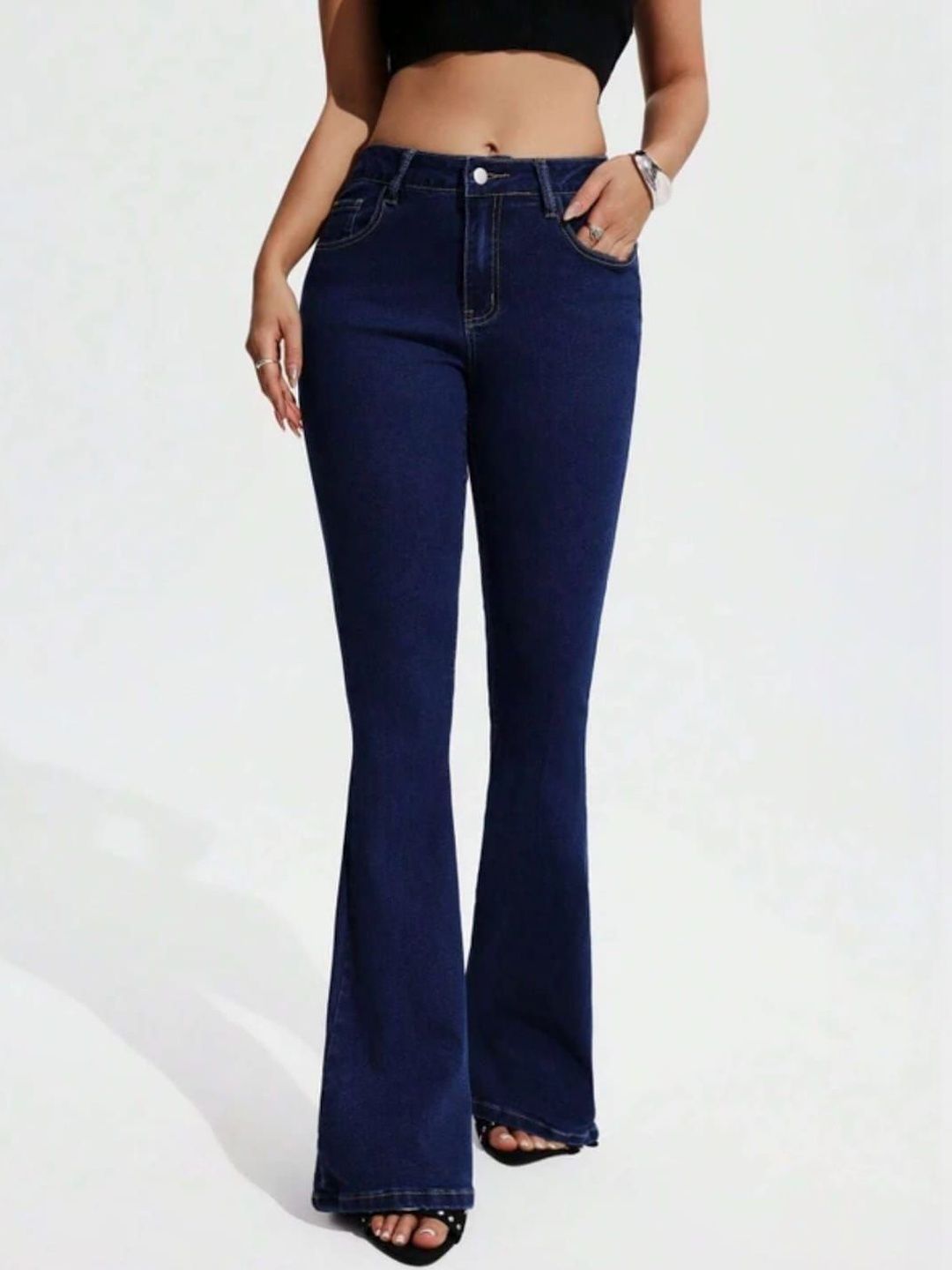 HERE&NOW Women Bootcut High-Rise Stretchable Jeans