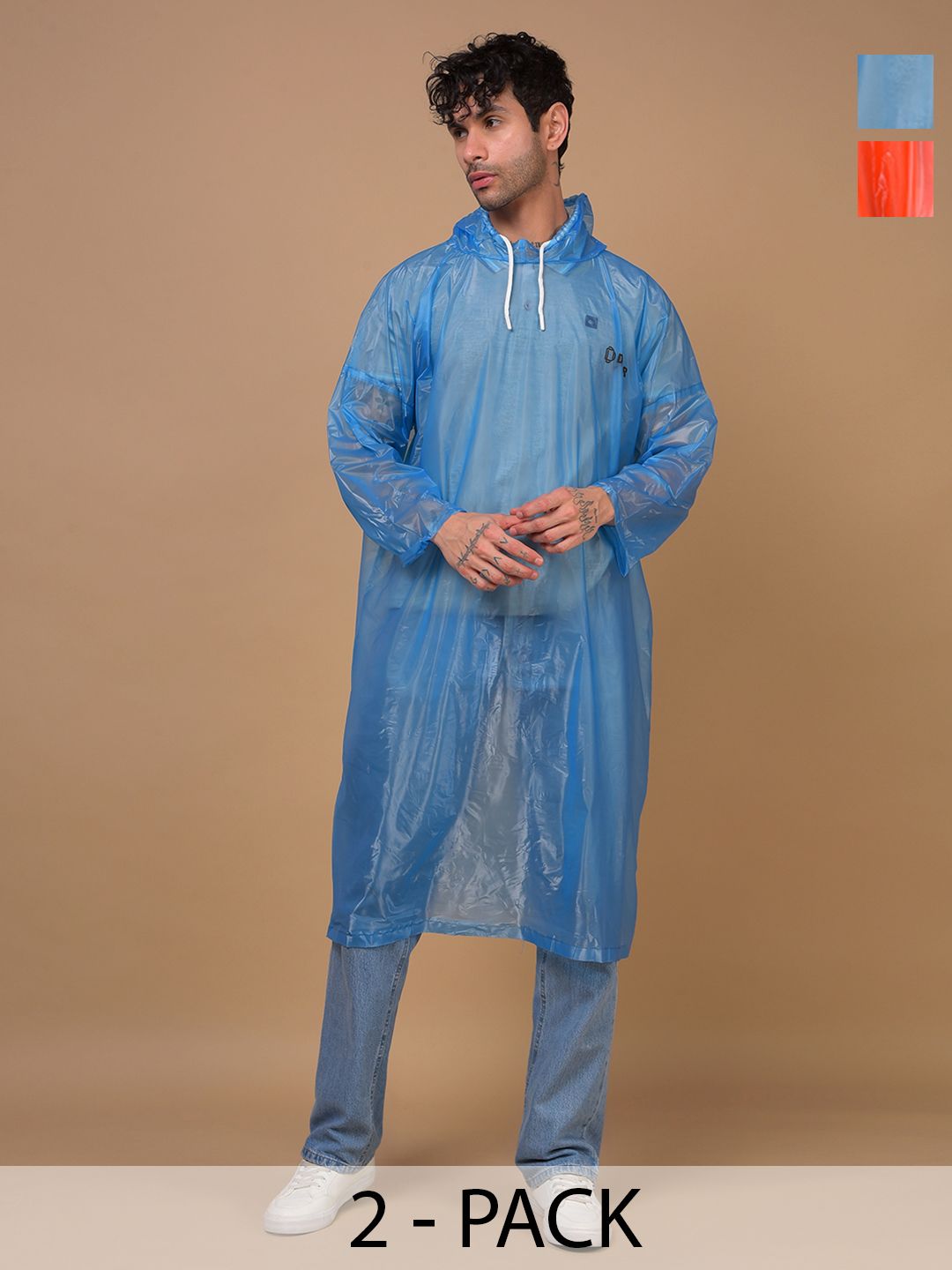 Dollar Unisex Waterproof PVC Rain Poncho with Adjustable Hood