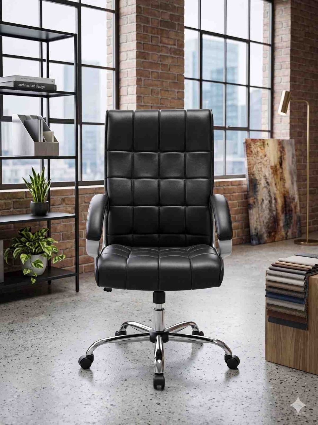 COZY CUB Black Leatherette Adjustable Seat Height Study Arm Chair