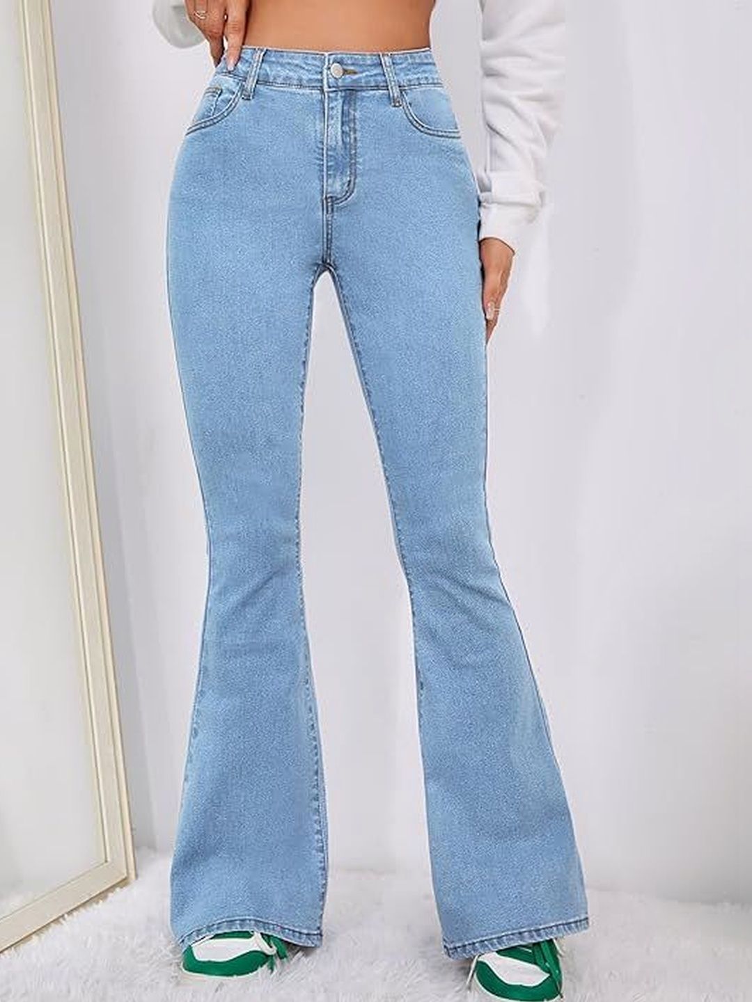 HERE&NOW Women Bootcut High-Rise Stretchable Jeans