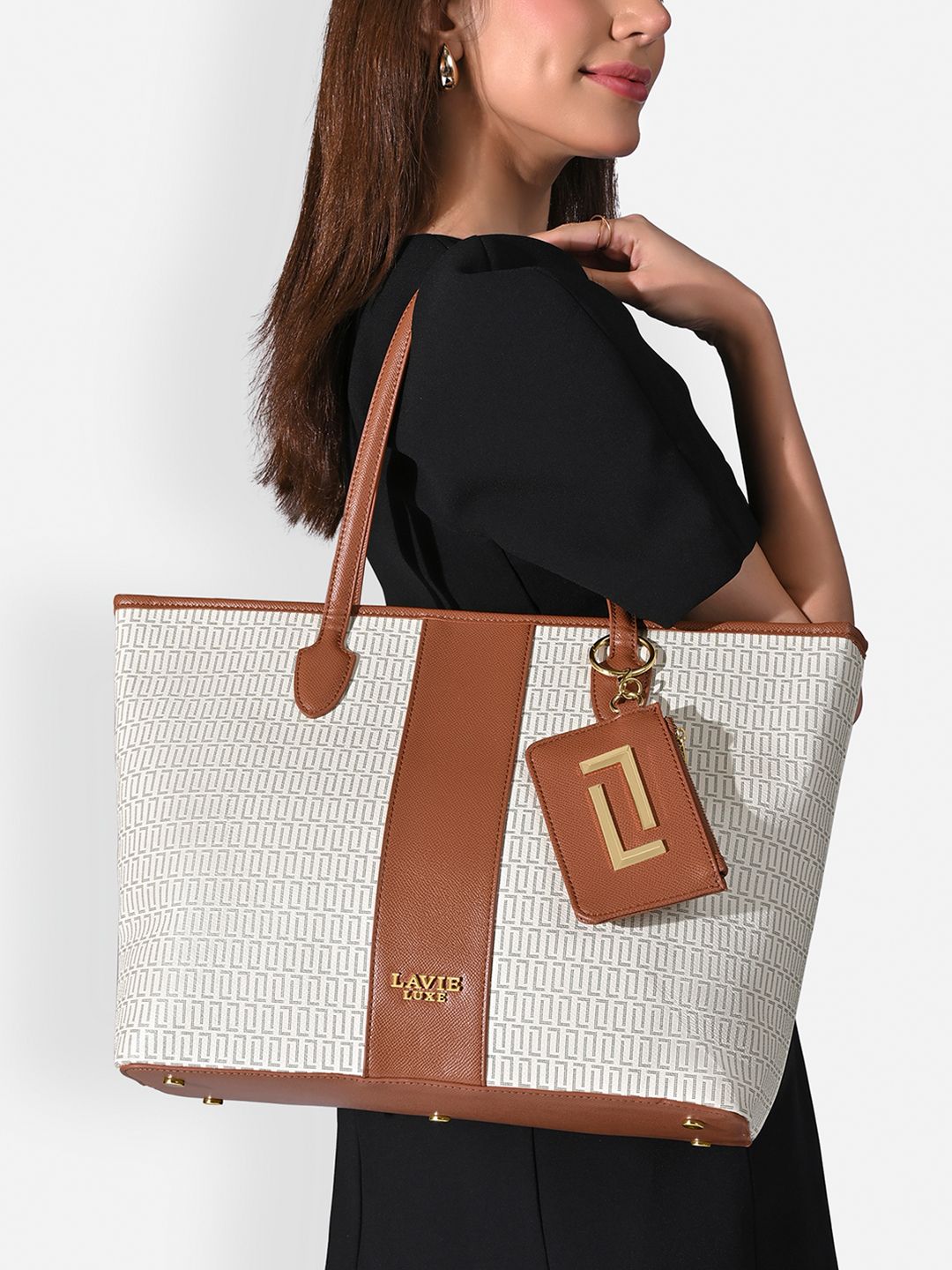 LAVIE LUXE Lavie Luxe Women's Monogram Sherry Pro 14 Inch Laptop Extra Large Tote Handbag With Pouch