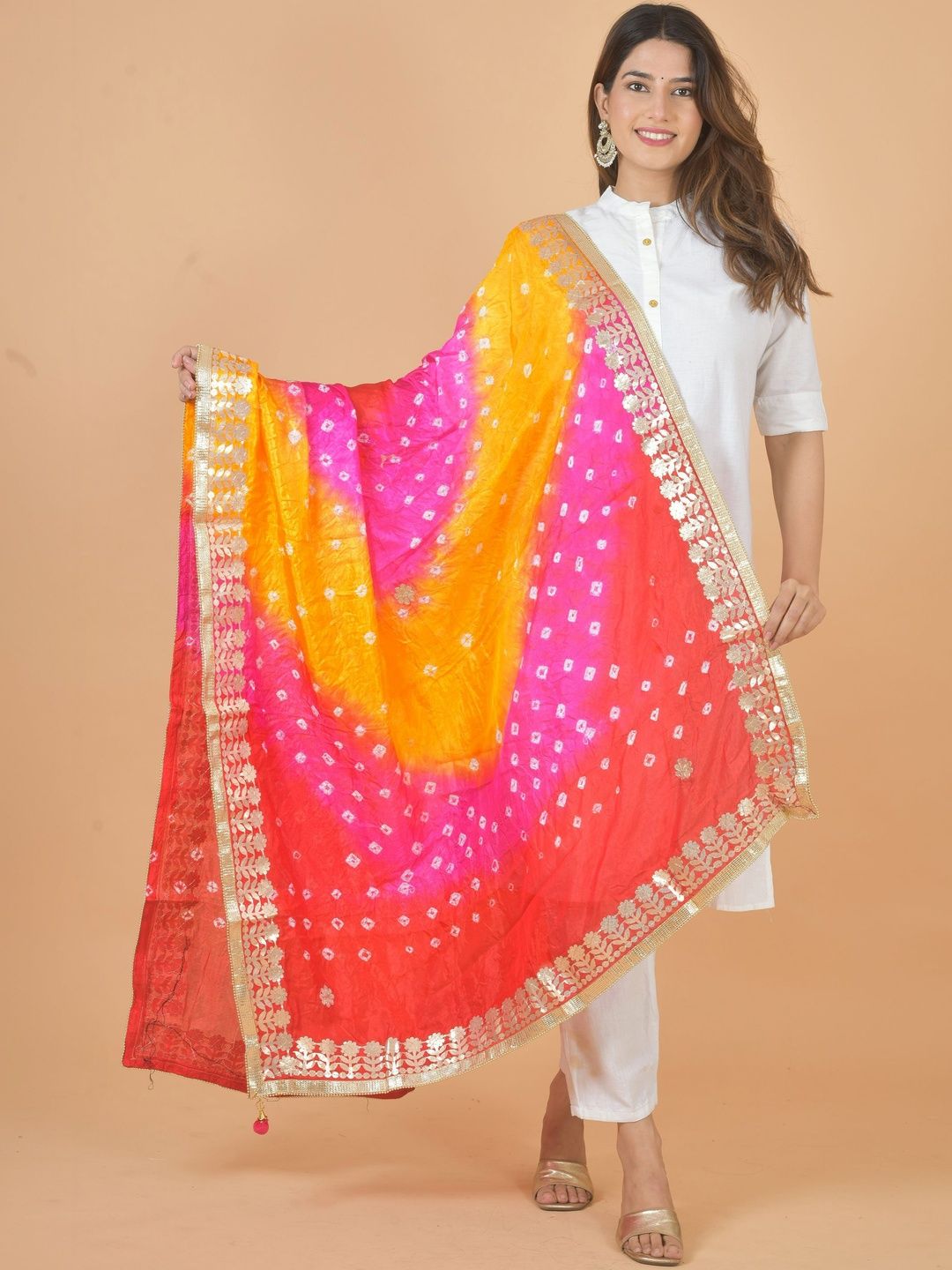 Kuhika Dyed Art Silk Dupatta with Gotta Patti