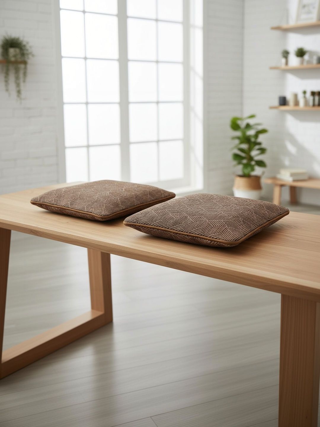 Themes Furnishings & Decor Themes Furnishings & Decor Brown Set of 2 Geometric Square Cushion Covers