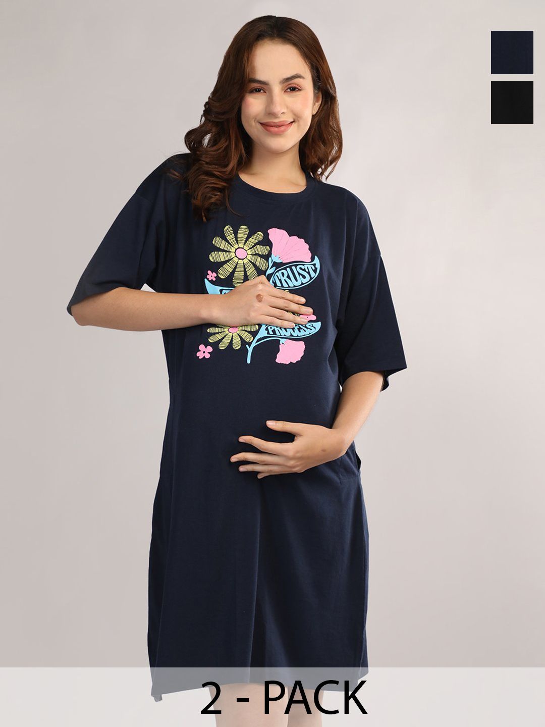 ETC Pack Of 2 Regular Fit T-Shirt Night Dress
