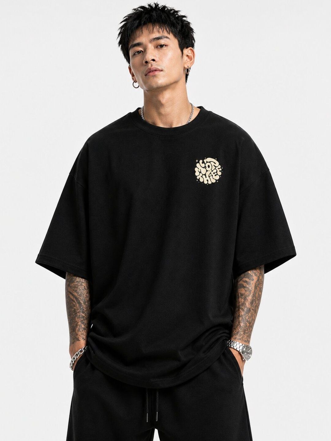 HASTEN Moon Thief Graphic Oversized Cotton T-shirt