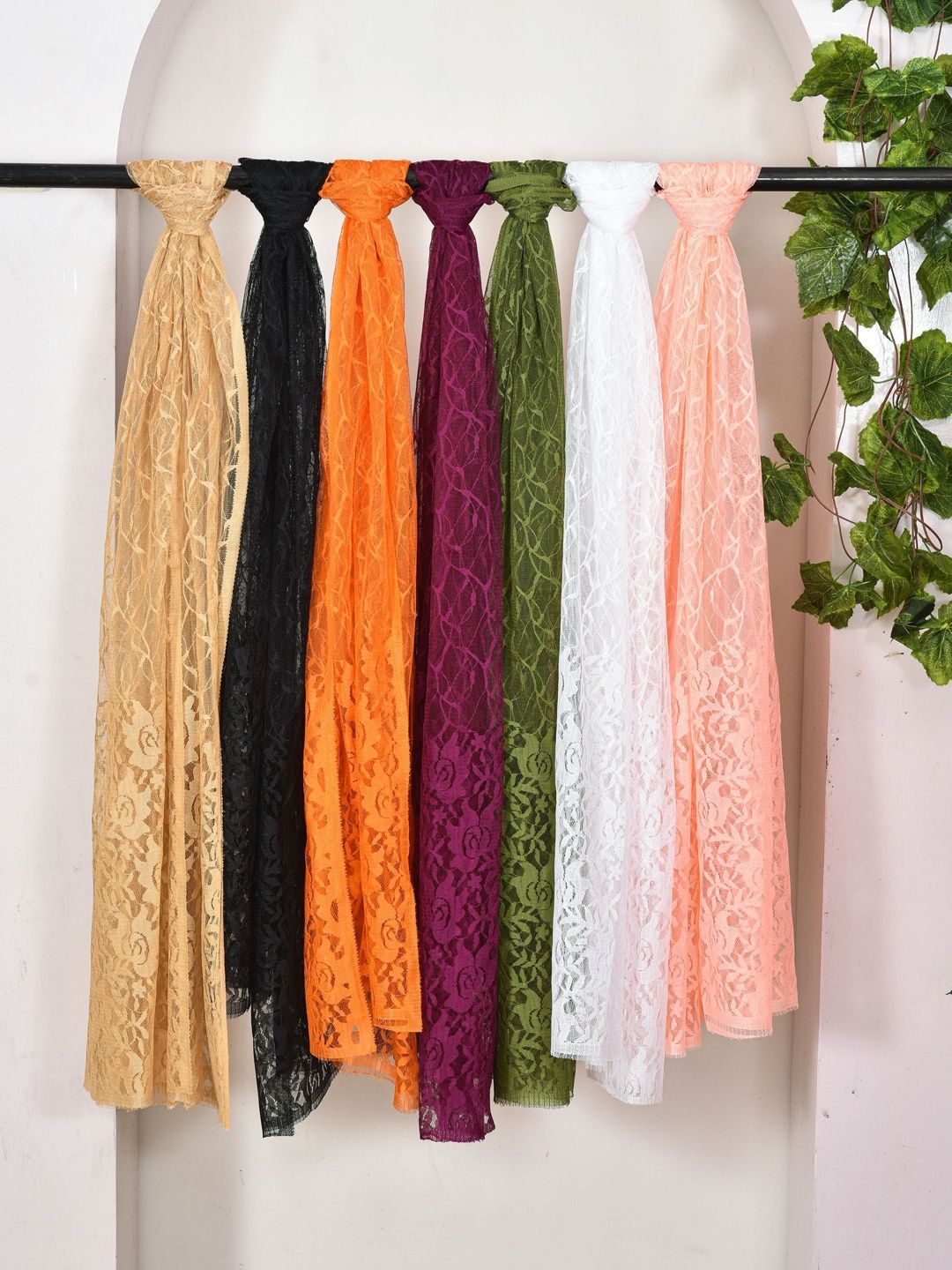 Kuhika Pack Of 7 Woven Design Dupatta
