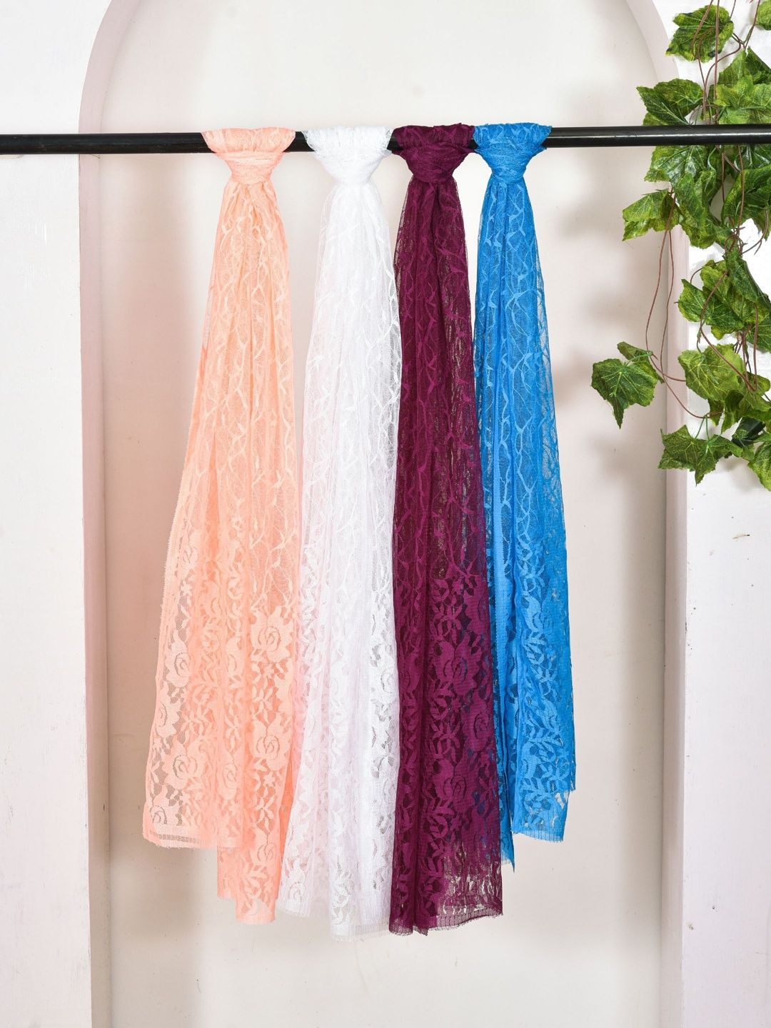 Kuhika Pack Of 4 Woven Design Dupatta