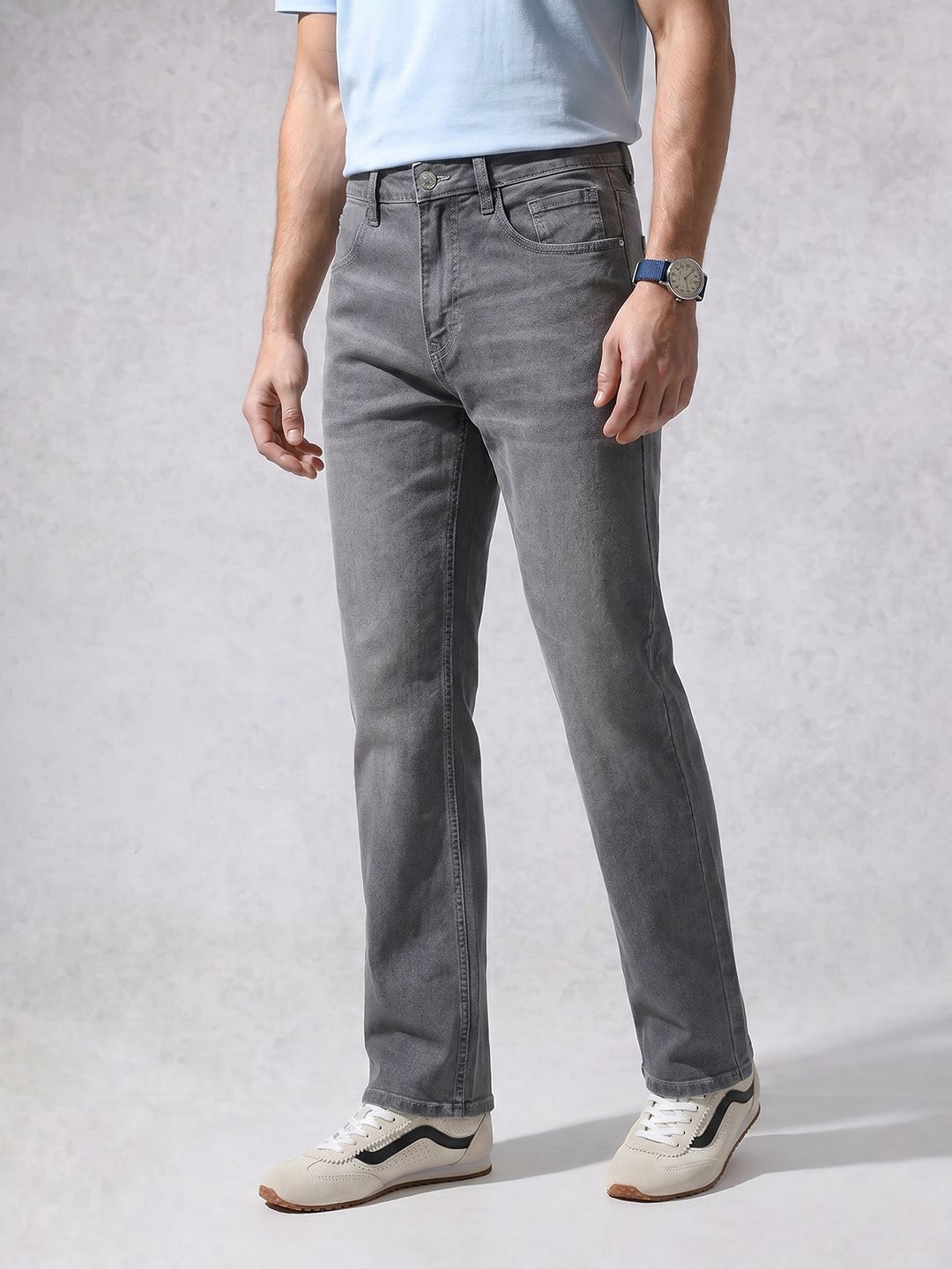 WROGN Men Bootcut Light Fade Stretchable Jeans