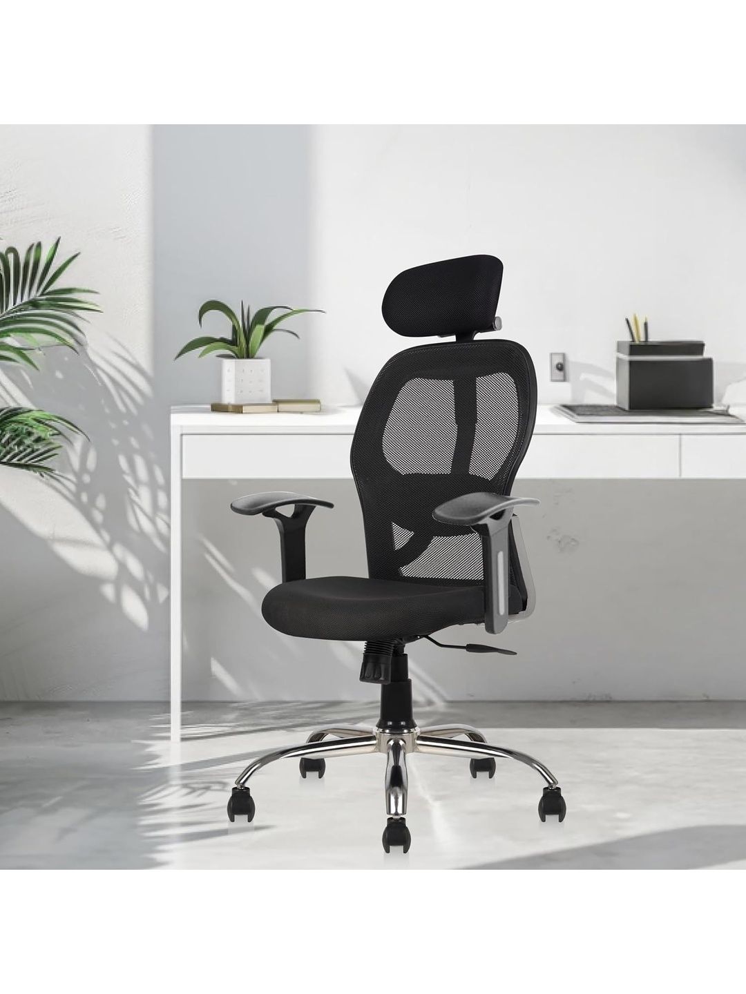 COZY CUB Black Leatherette Adjustable Seat Height Study Arm Chair