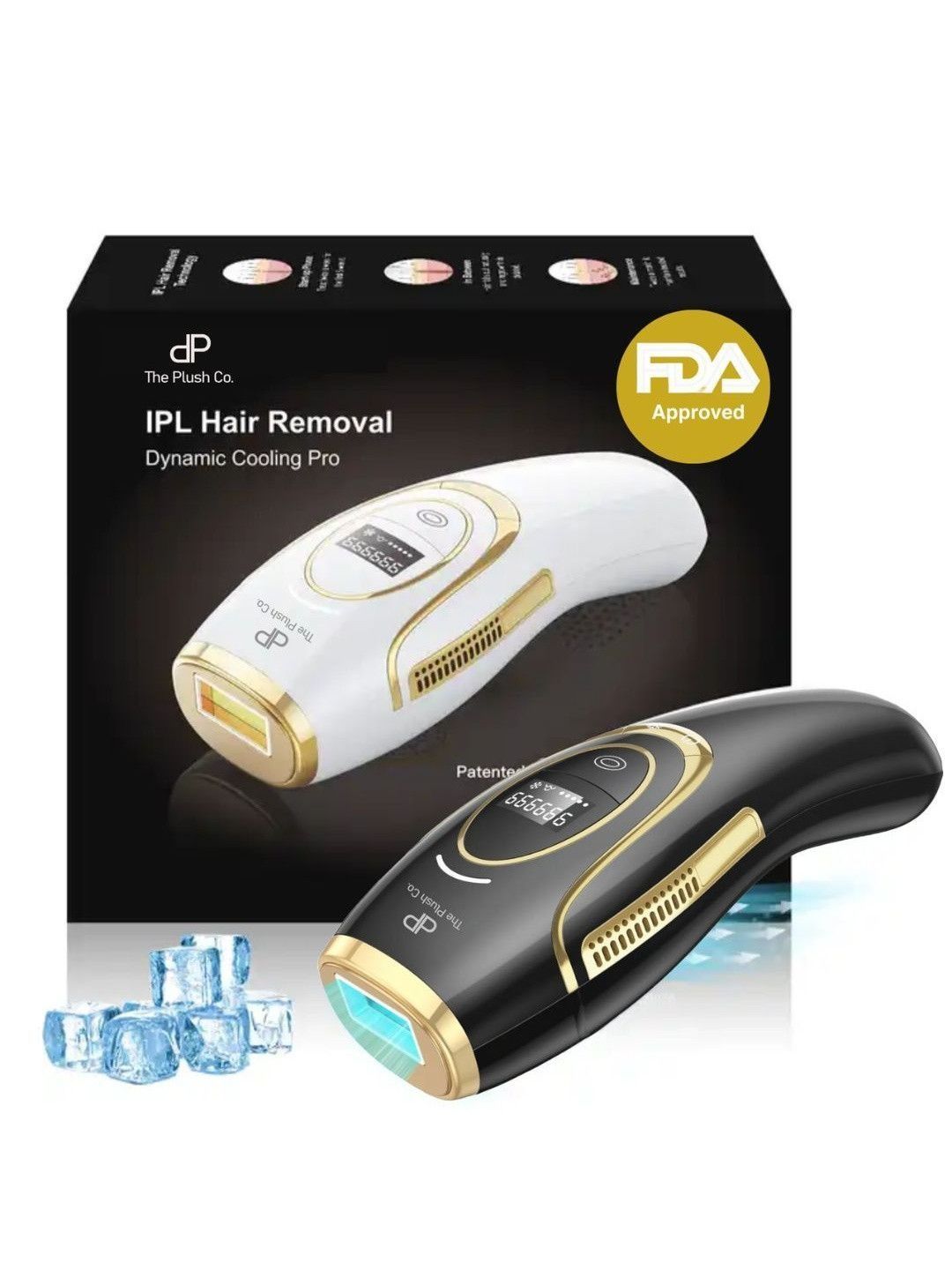 THE PLUSH CO THE PLUSH CO Ice Cooling IPL Permanent Laser Hair Removal Epilator - Black