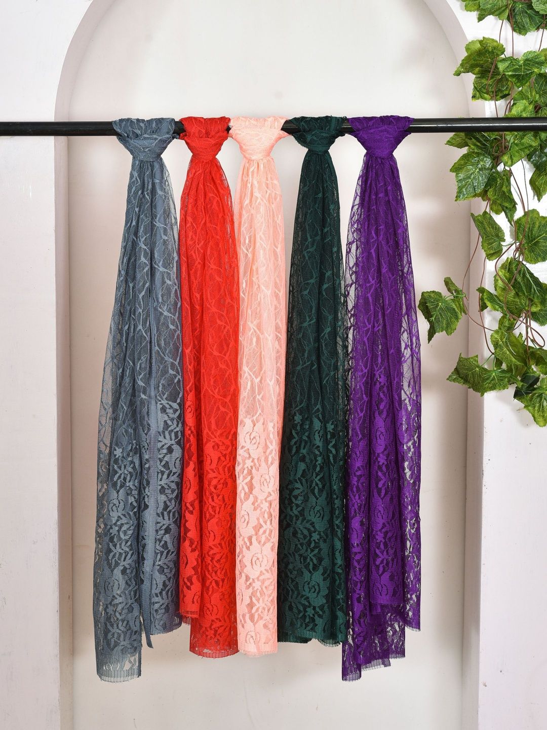 Kuhika Pack Of 5 Woven Design Dupatta