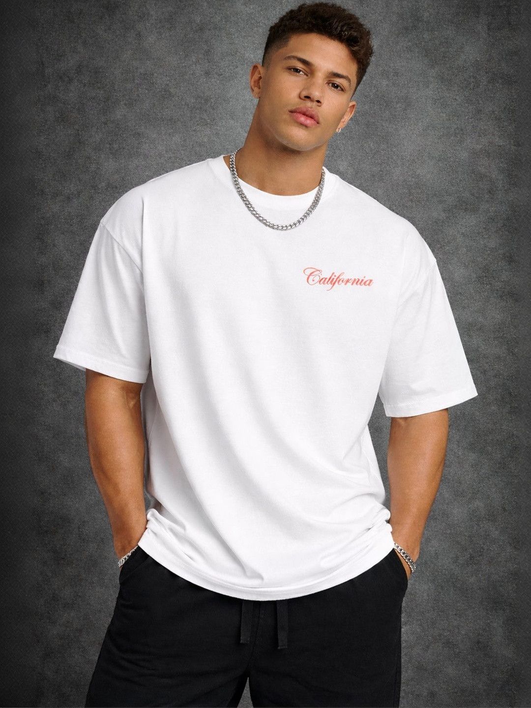 The Roadster Lifestyle Co Printed Pure Cotton Round Neck Oversized Tshirt