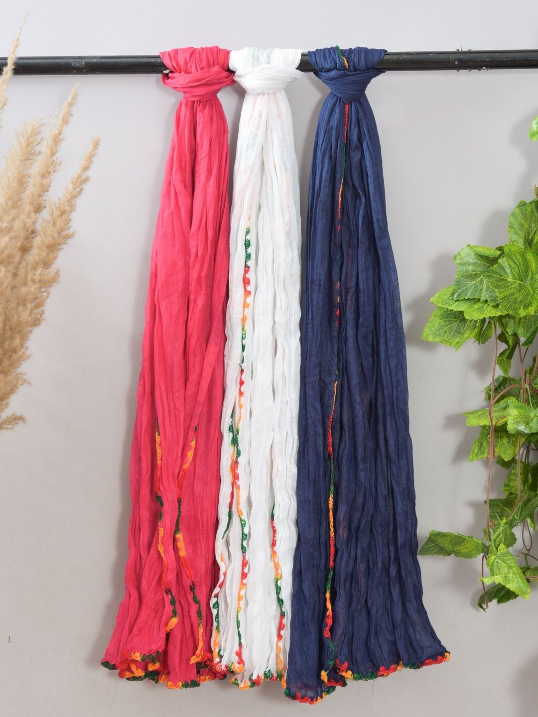 Kuhika Pack Of 3 Dupatta with Thread Work