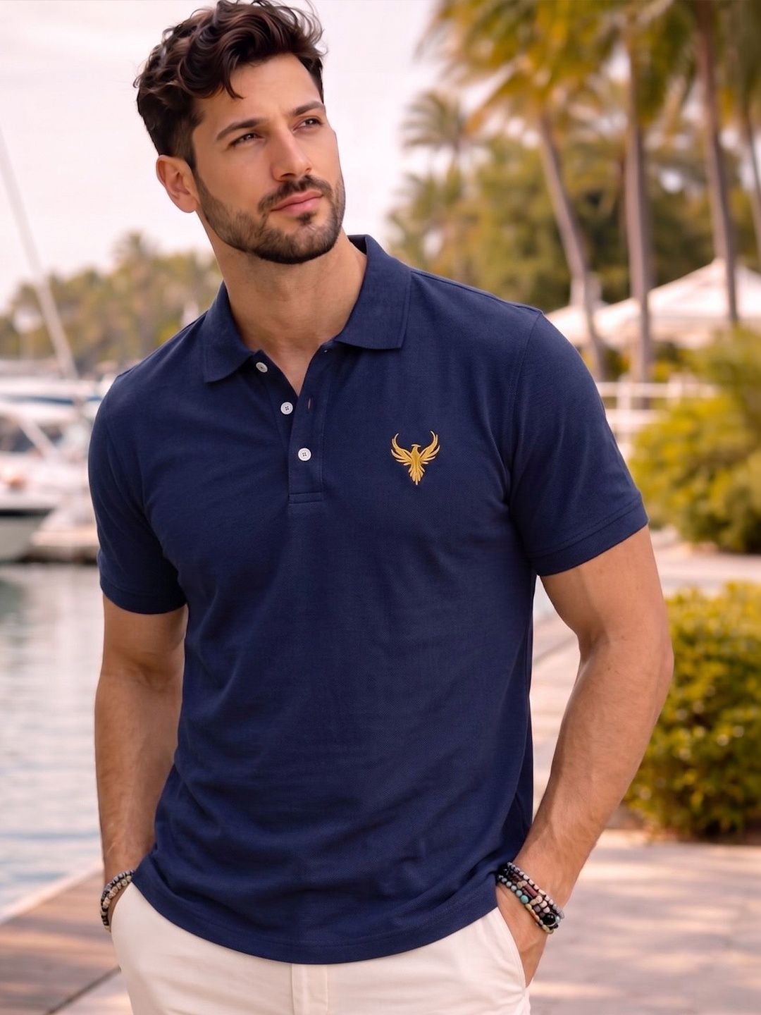Utopium Men Polo Collar T-shirt