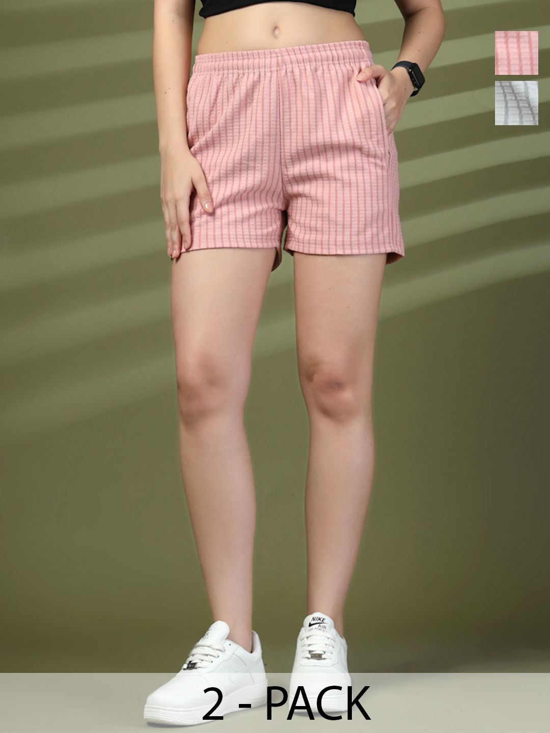 The Roadster Lifestyle Co Striped Above Knee Regular Shorts