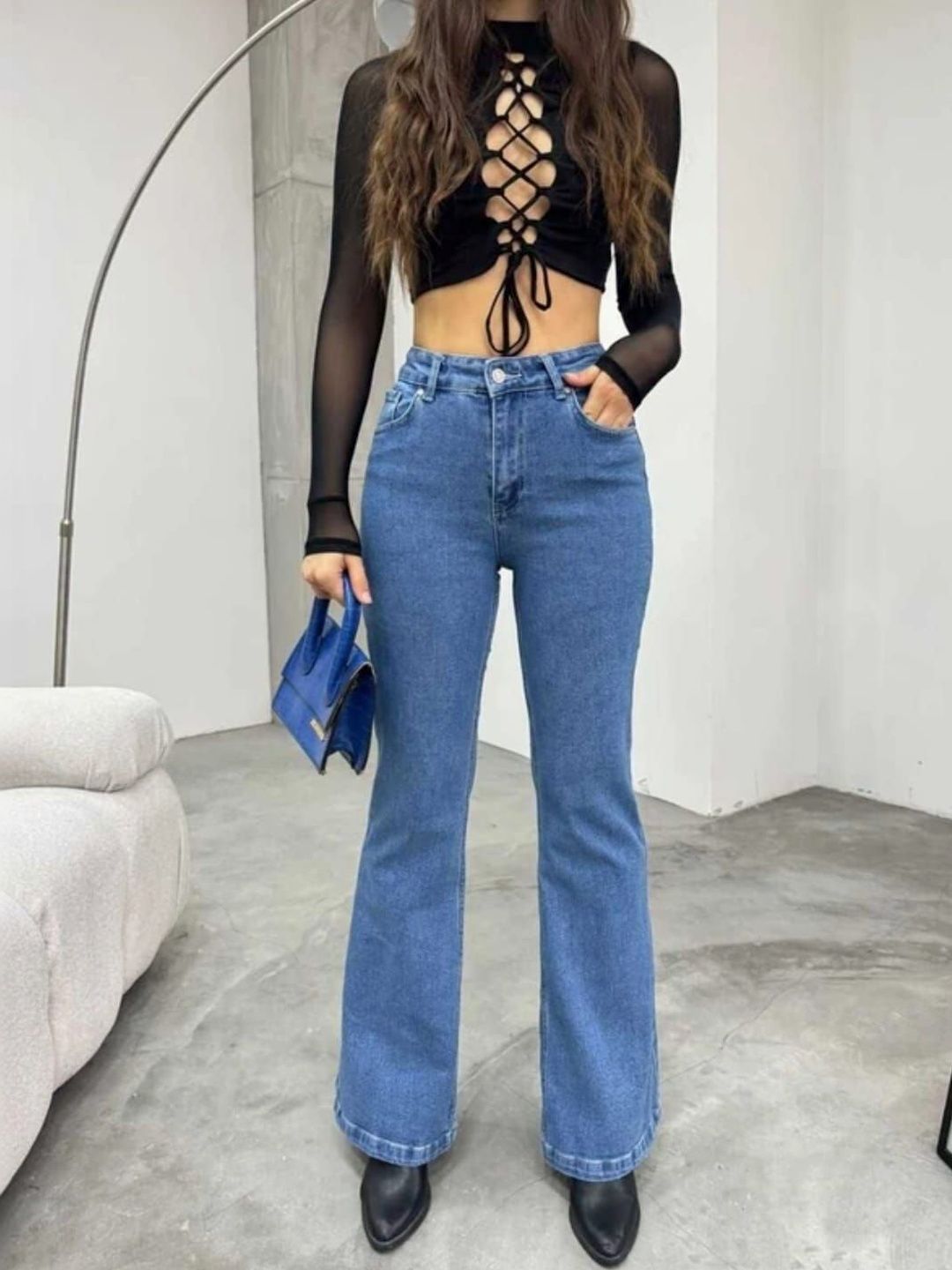HERE&NOW Women Bootcut High-Rise Stretchable Jeans