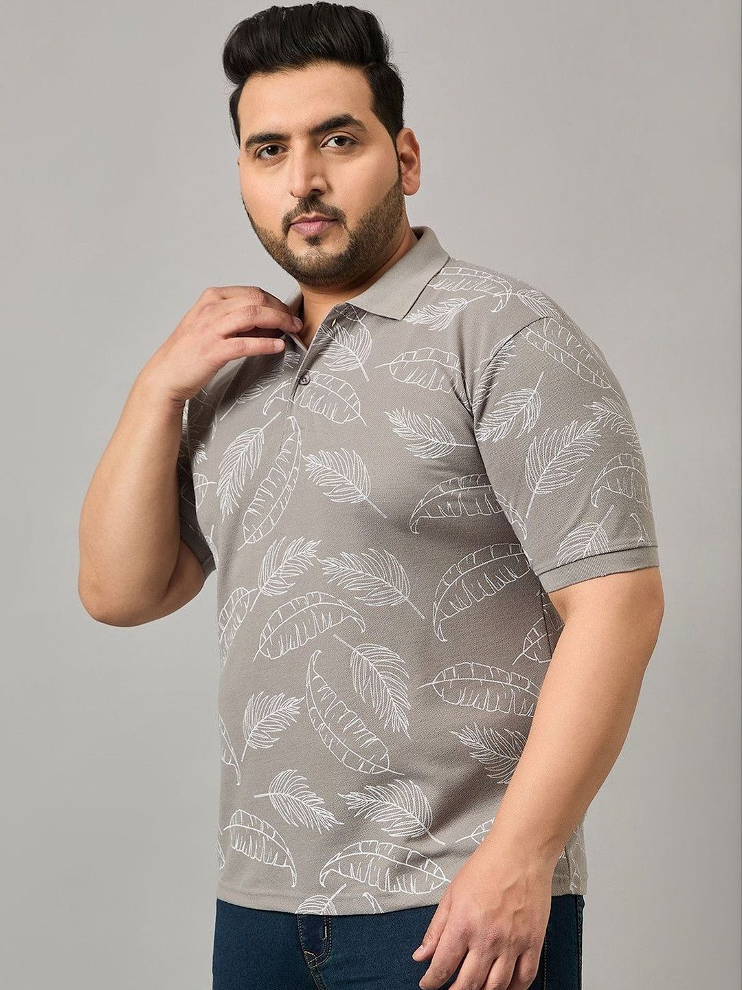 SZN Men Printed Polo Collar Tropical T-shirt