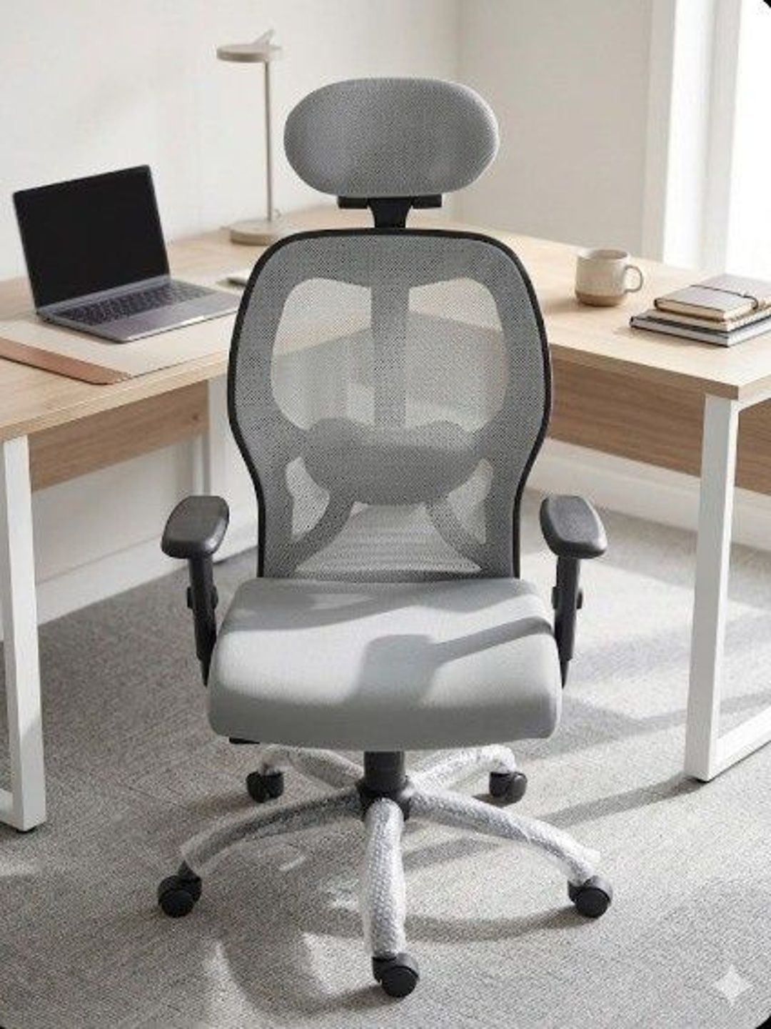 COZY CUB COZY CUB Grey Leatherette Adjustable Seat Height Study Arm Chair