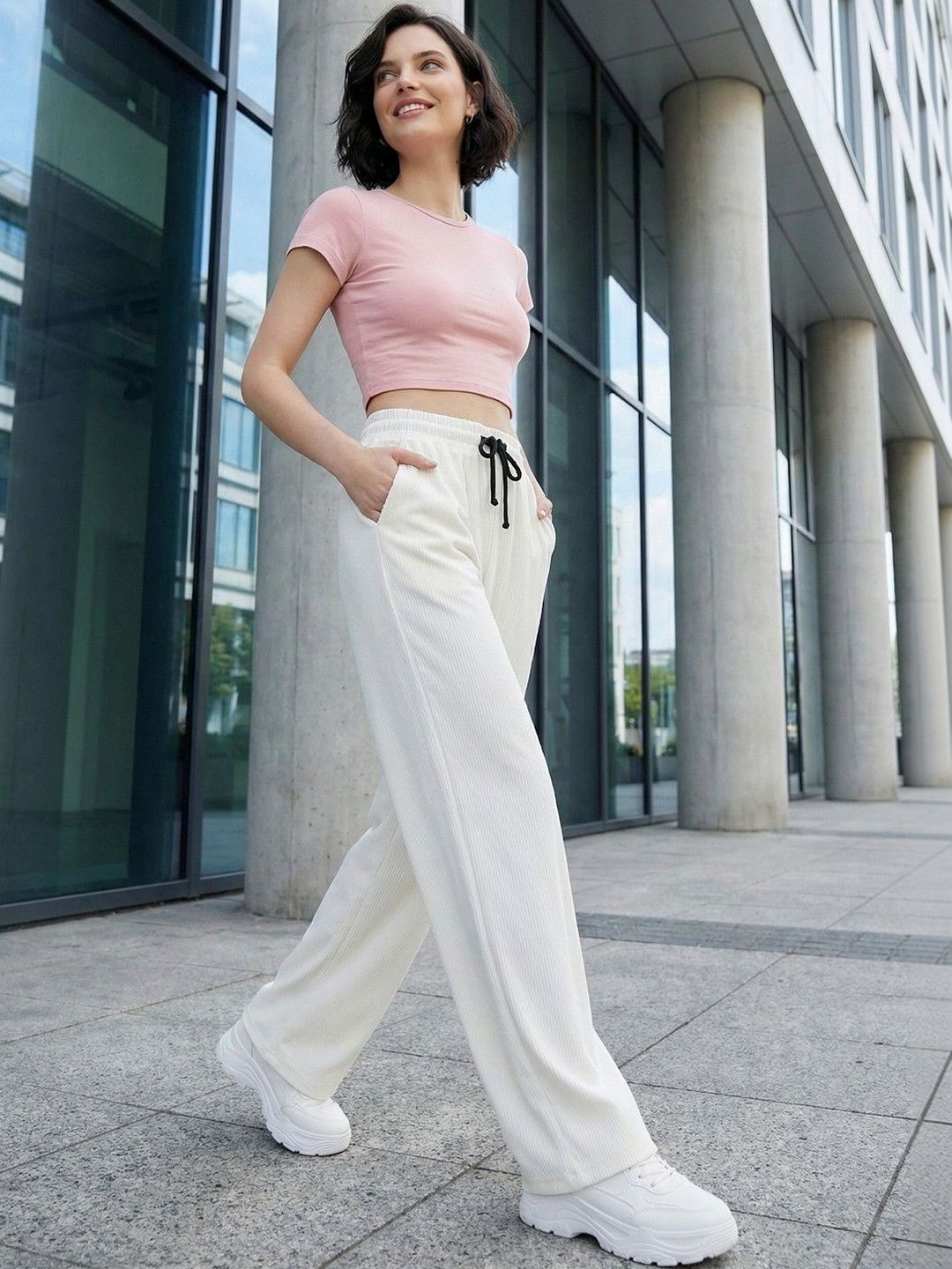 SZN Pack Of 2 Women Smart High-Rise Wrinkle Free Trousers